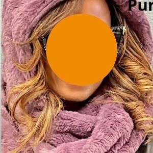 Plush Hooded Scarf - Mauve Pink